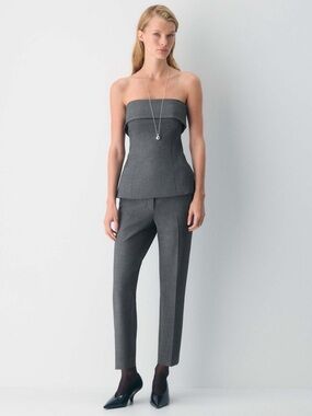 Aritzia Babaton Markova Tapered Ankle Pants Heather Charcoal Grey Size 4
